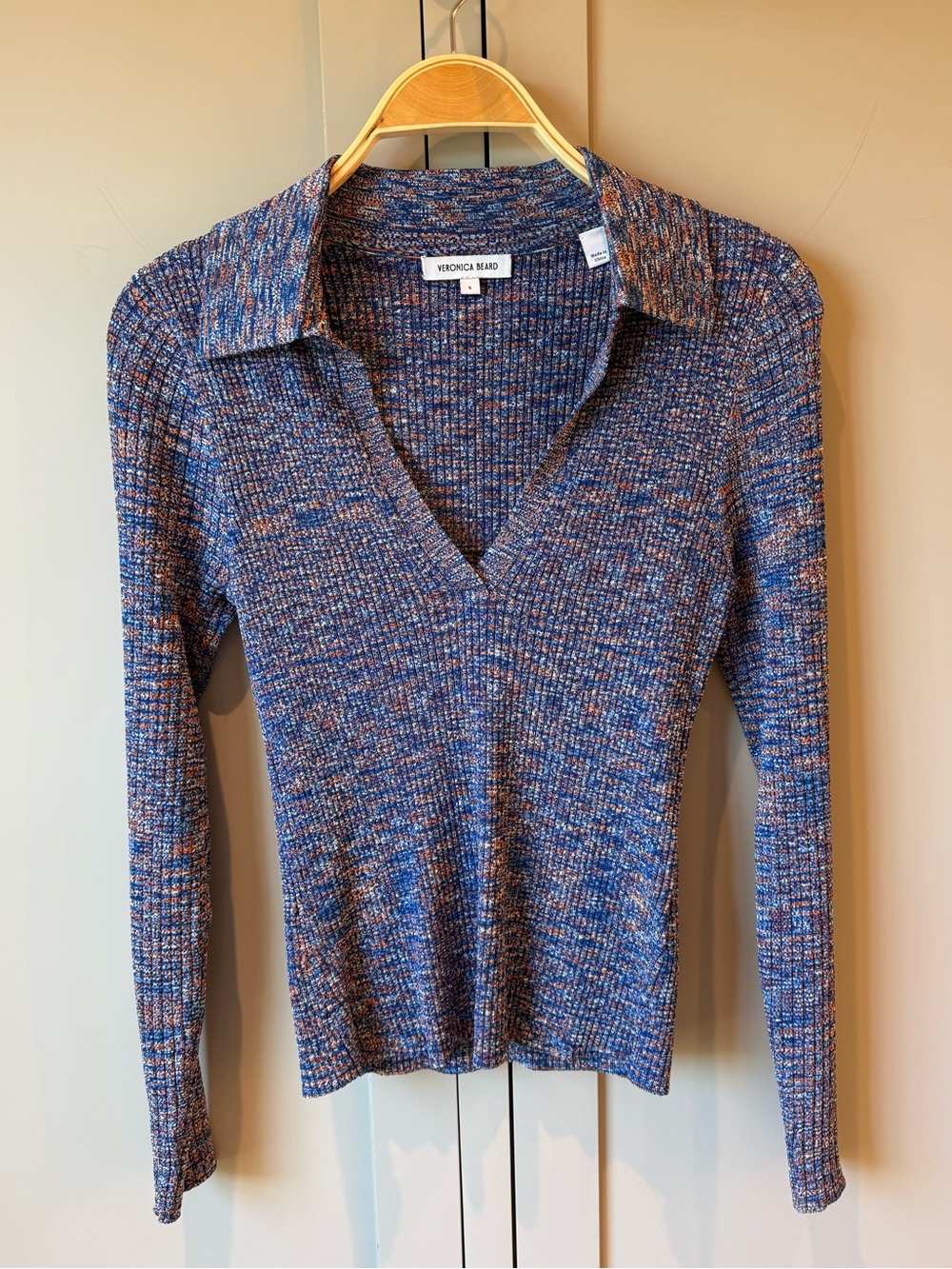 Veronica Beard Chandra Long-Sleeve Knit Polo Top